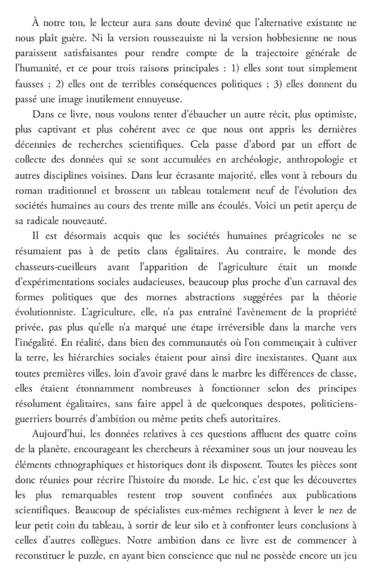 Au commencement histoire Graeber Wengrow