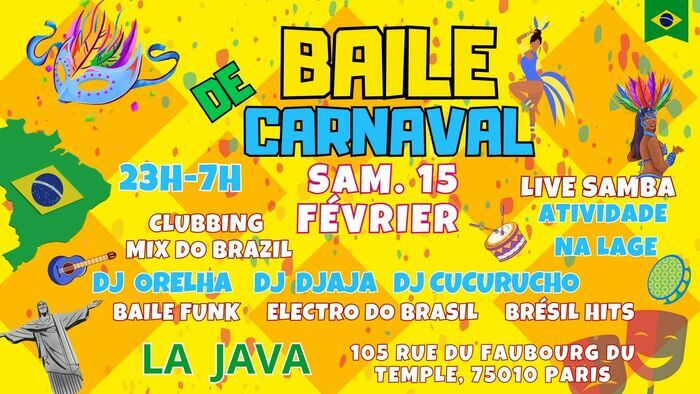 Baile de Carnaval !! Brazil Vibes Party à La Java La Java Paris