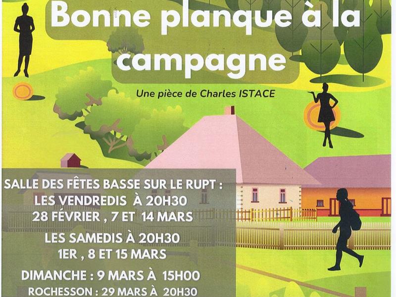 REPRÉSENTATIONS THÉÂTRALES BONNE PLANQUE À LA CAMPAGNE