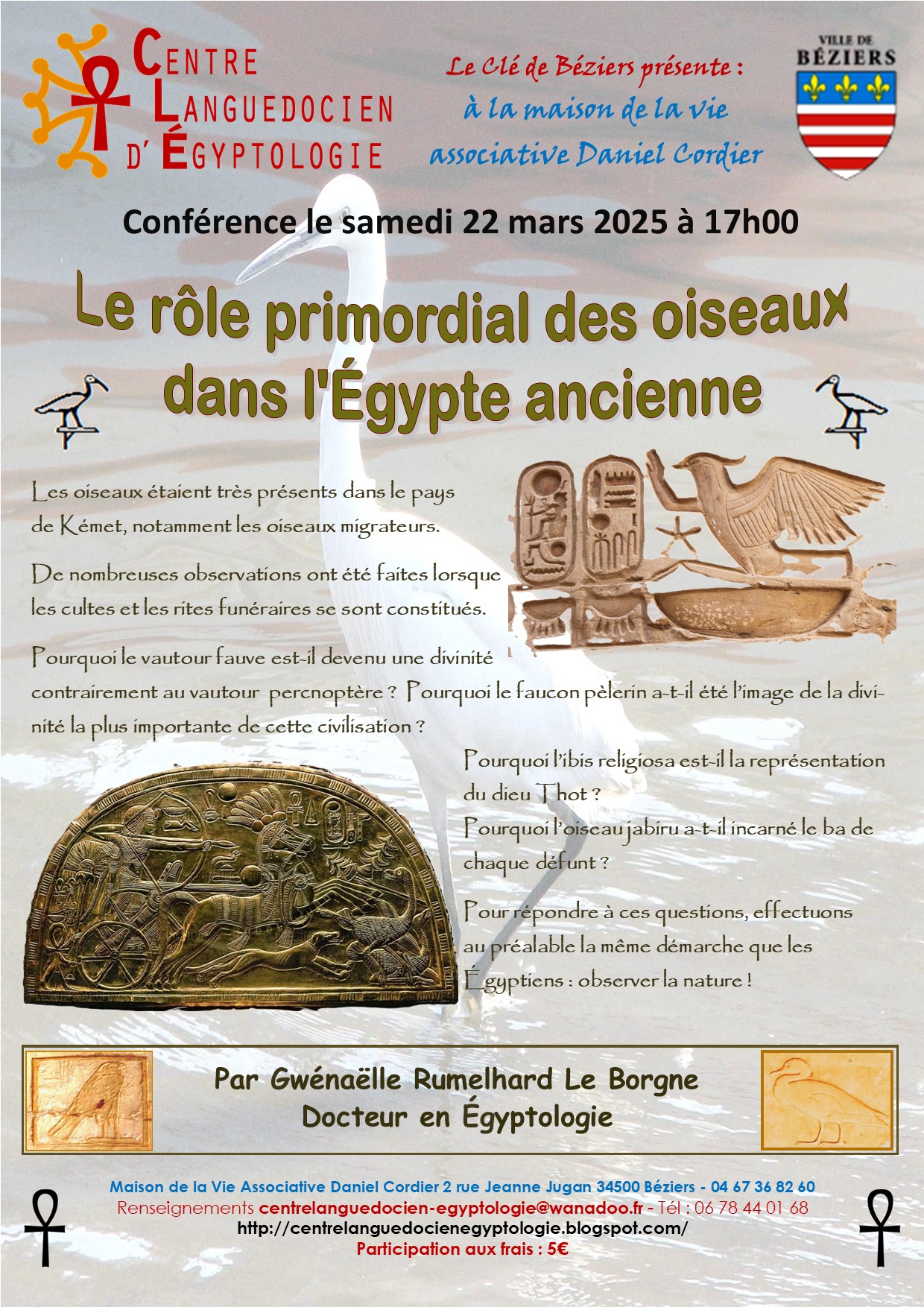 CONFÉRENCE LE RÔLE PRIMORDIAL DES OISEAUX EN ÉGYPTE ANCIENNE