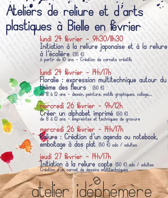 Ateliers de reliure et d'arts plastiques expression multitechnique autour du thème des fleurs