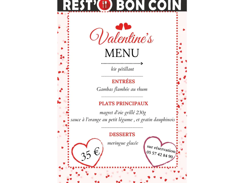 Repas de la Saint Valentin au Rest'O Bon Coin