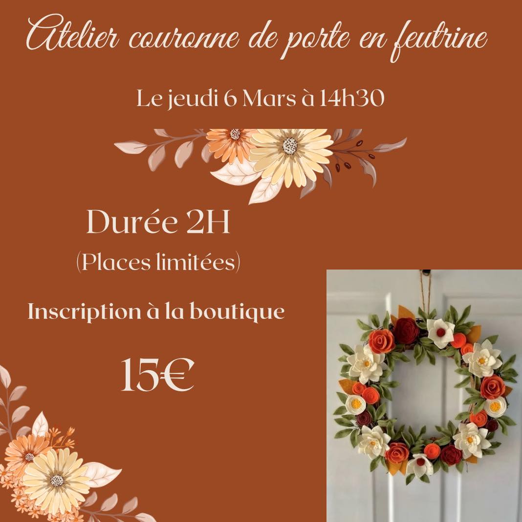 Atelier couronne de porte en feutrine