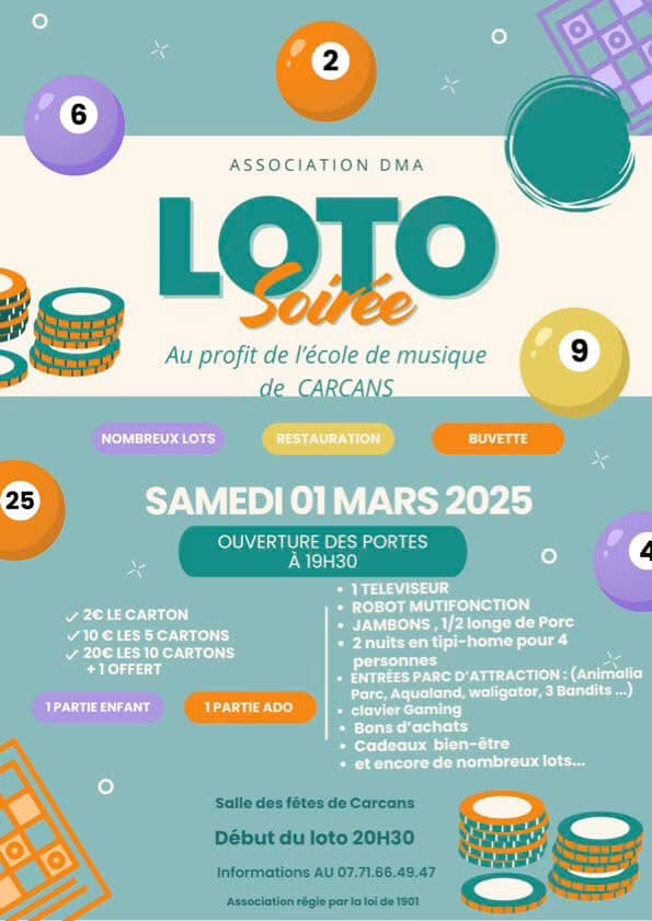 Loto au profit de l'école de Musique