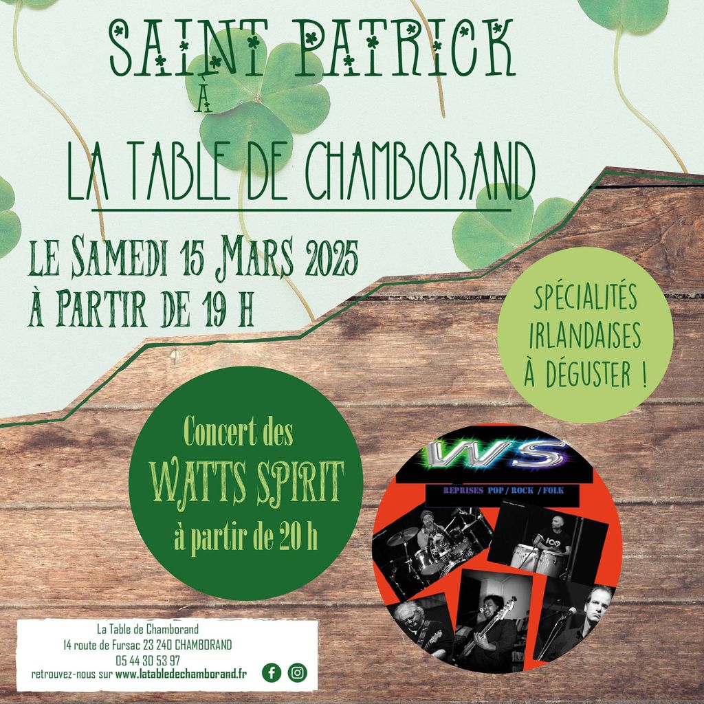 La Table de Chamborand fête la Saint Patrick !