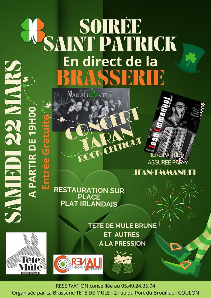 Soirée Saint-Patrick & concert à Coulon