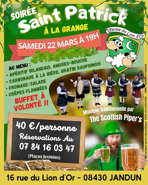 Soirée Saint Patrick à la Grange