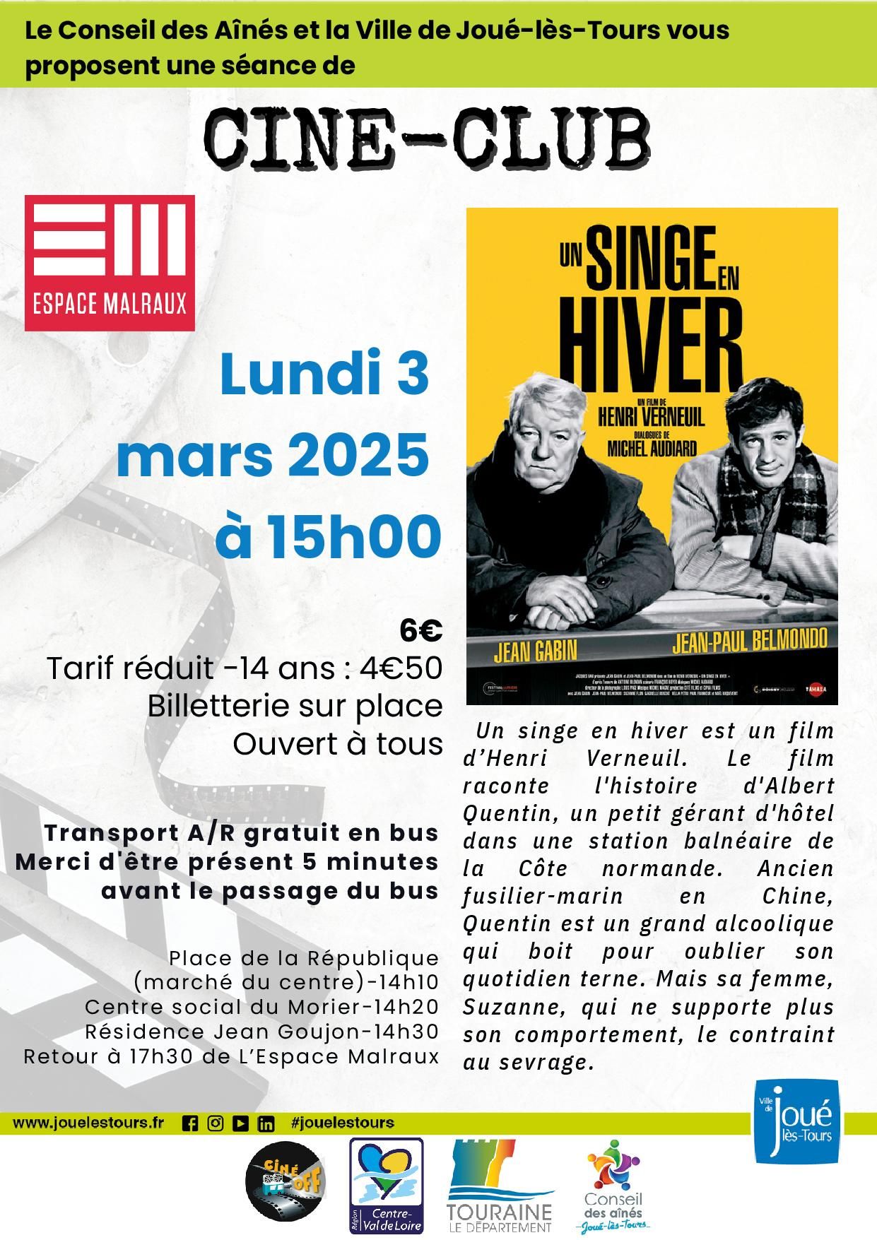 Ciné des Ainés Ciné Club "Un singe en hiver"