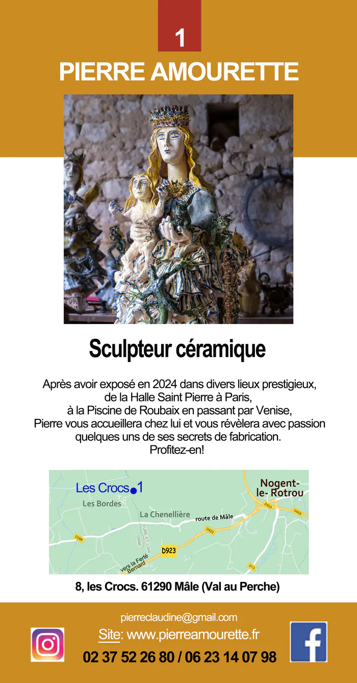 Le sculpteur et céramiste Pierre Amourette ouvre son atelier Atelier de l'artiste Val-au-Perche