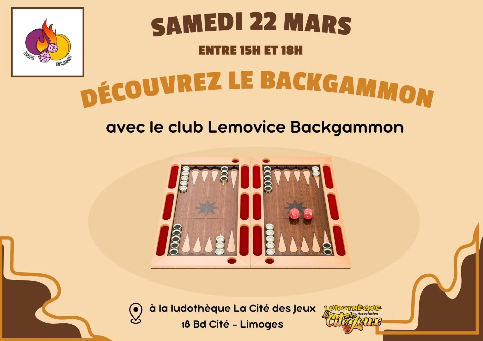 Initiation Backgammon La Cité des jeux Limoges