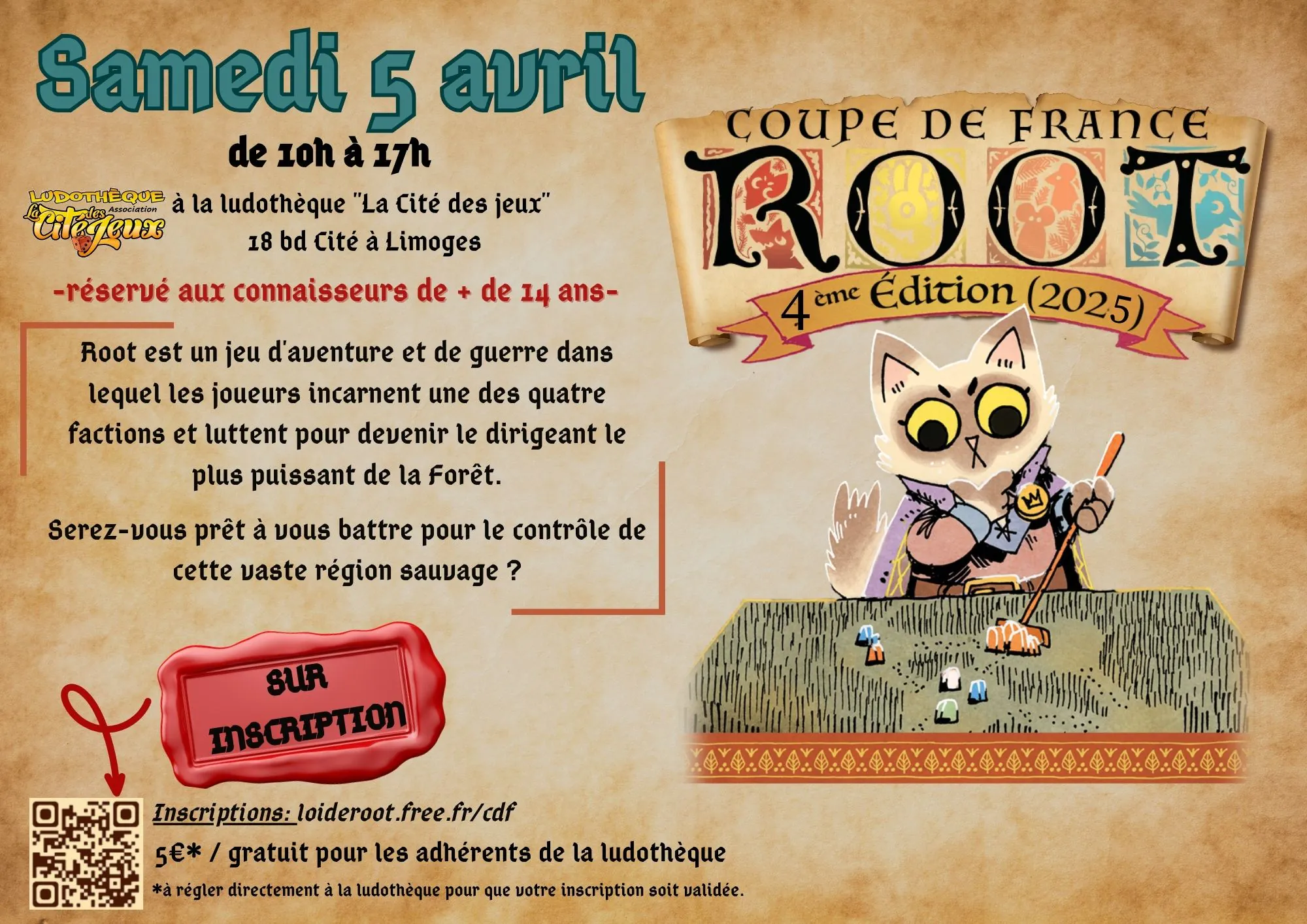 Tournoi nationale du jeu ROOT La Cité des jeux Limoges