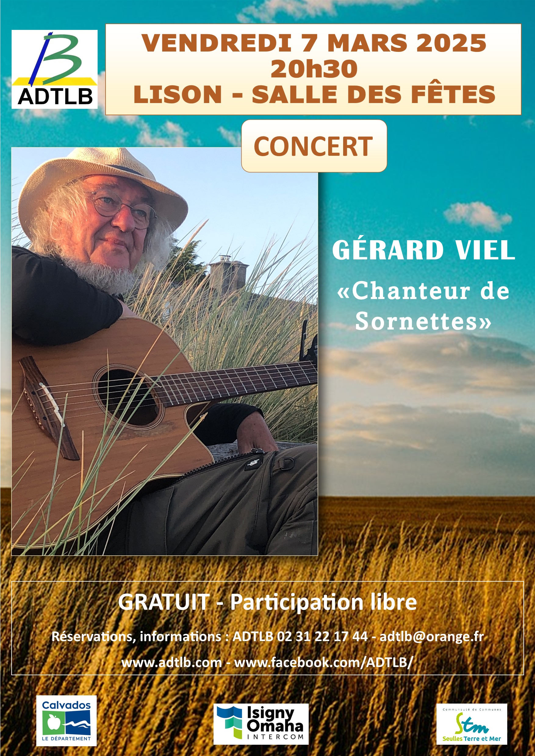 Veillée de village Concert de chansons "Folk" avec Gérard VIEL  "chanteur de sornettes"