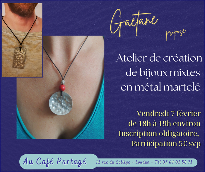 Atelier de création de bijoux mixtes en métal martelé