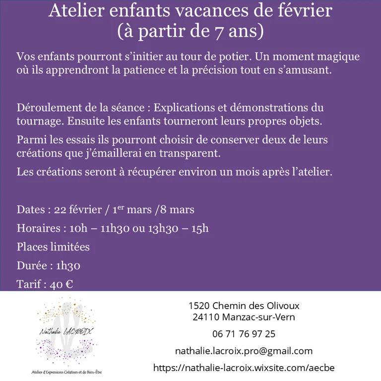 Atelier enfants tour de potier