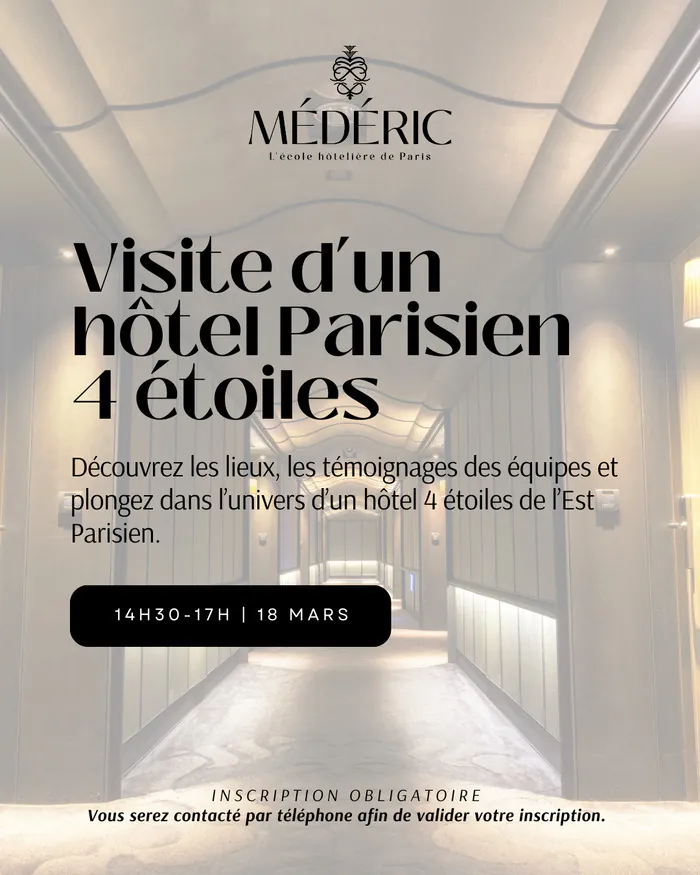 Découverte des métiers de l'hébergement au sein d'un hôtel parisien 4* MÉDÉRIC