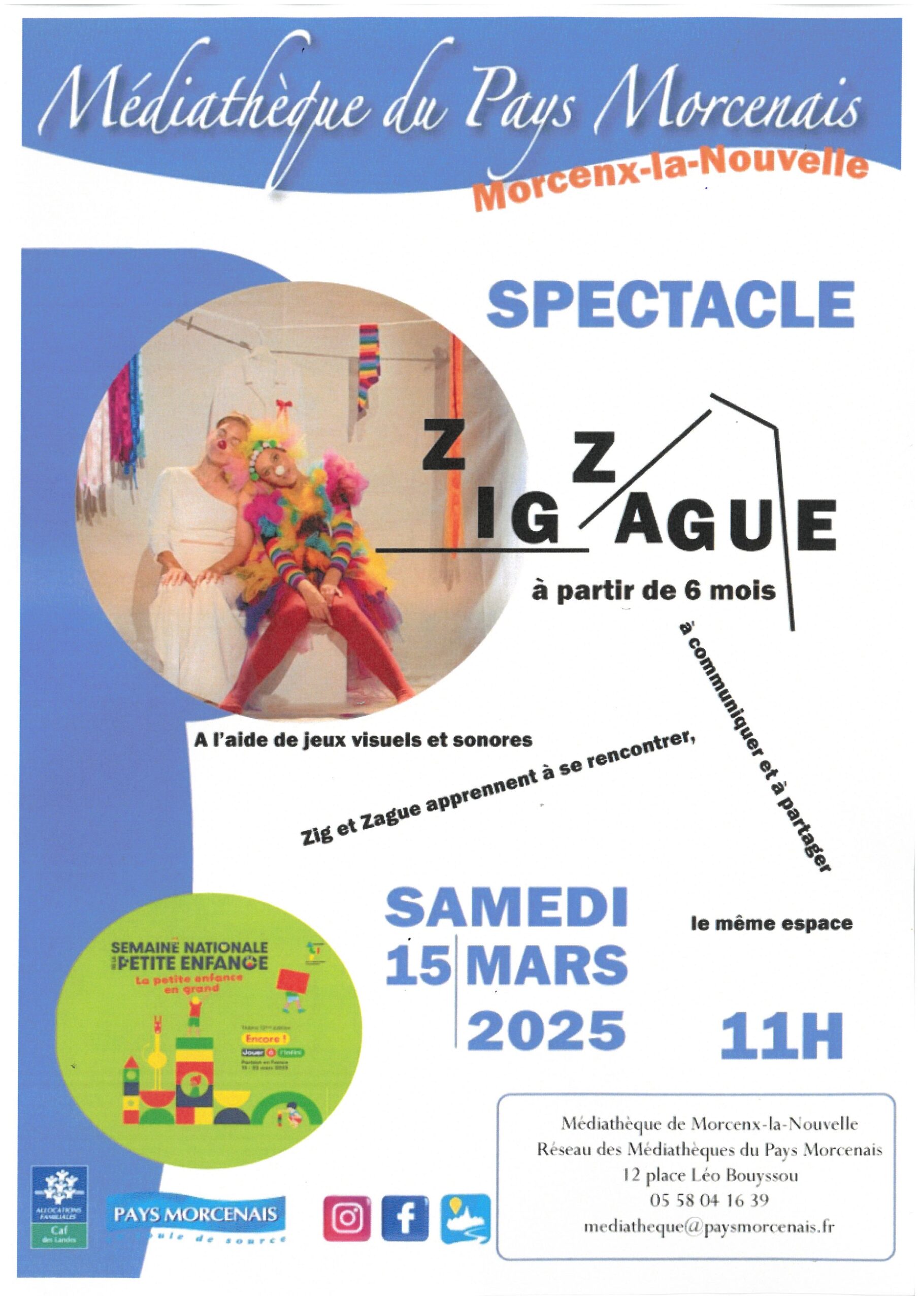 Semaine Nationale de la petite enfance avec le Spectacle "Zig Zague"