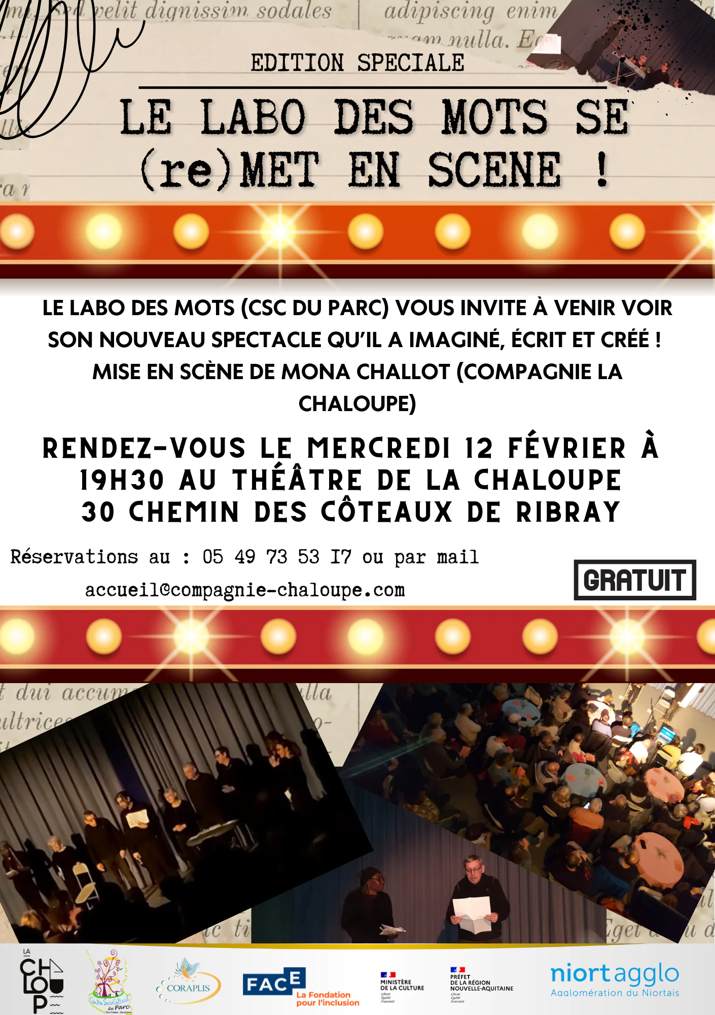 Spectacle "Le labo des mots se (re)met en scène !" à Niort