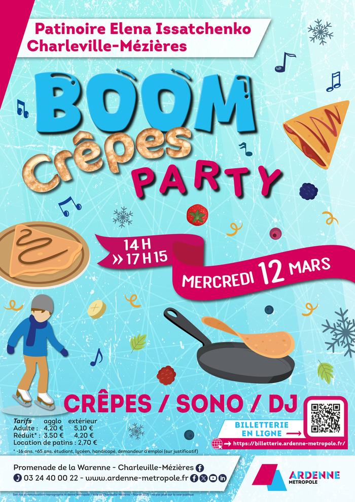 Boom Crêpes Party mercredi 12 mars 2025 Patinoire Elena Issatchenko Charleville-Mézières