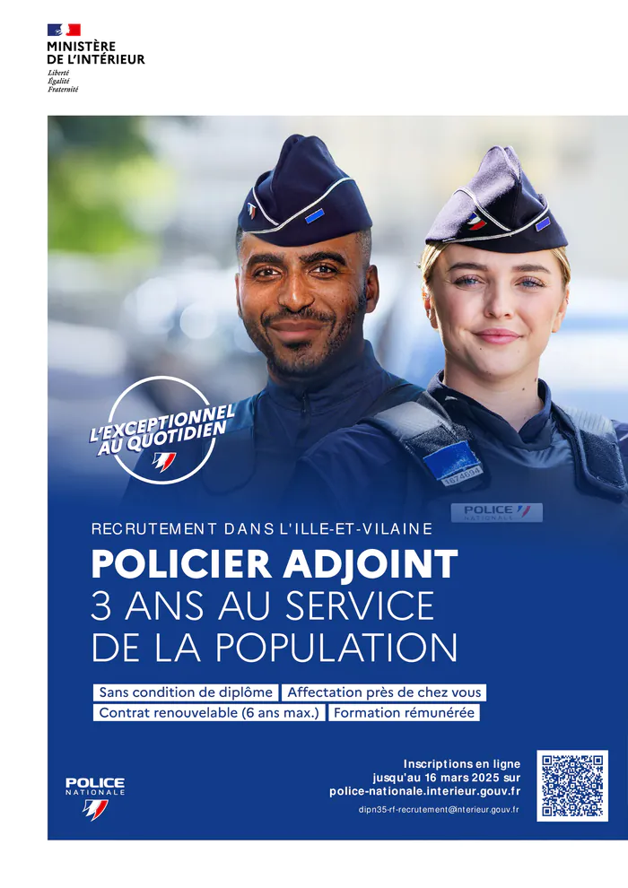 Sortir à Rennes, Recrutement POLICIER ADJOINT Cleunay/Arsenal Arsenal-Redon/La Courrouze Dimanche 16 mars, 08h30