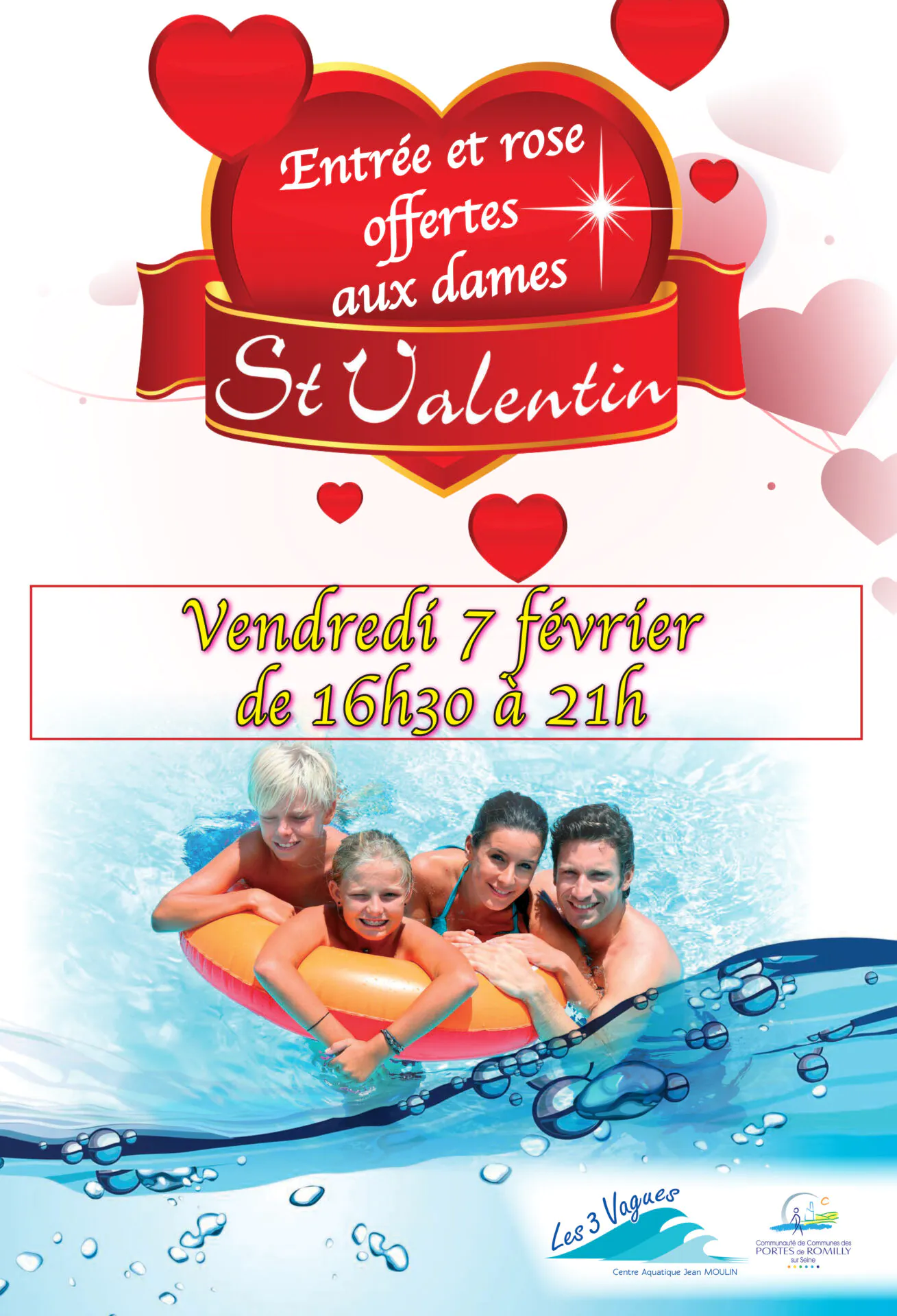 Saint Valentin à la piscine Les 3 Vagues