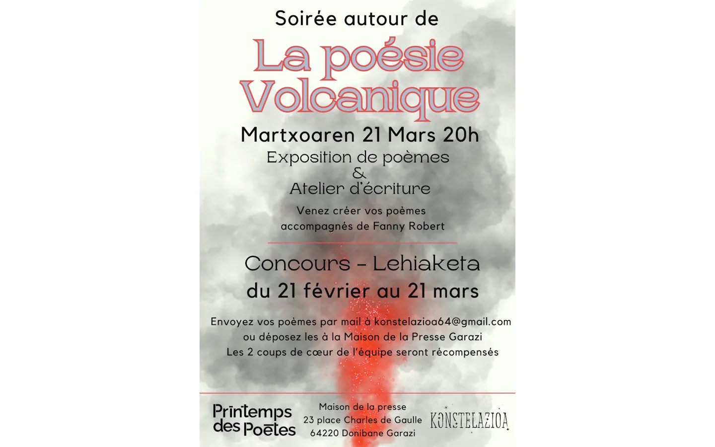 Printemps des Poètes La Poésie volcanique concours