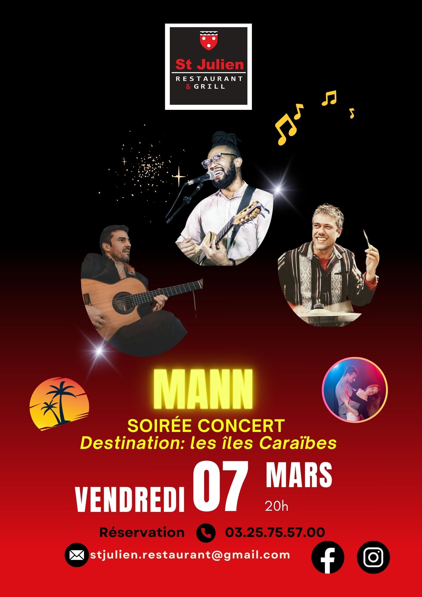 Soirée concert destination les îles Caraïbes