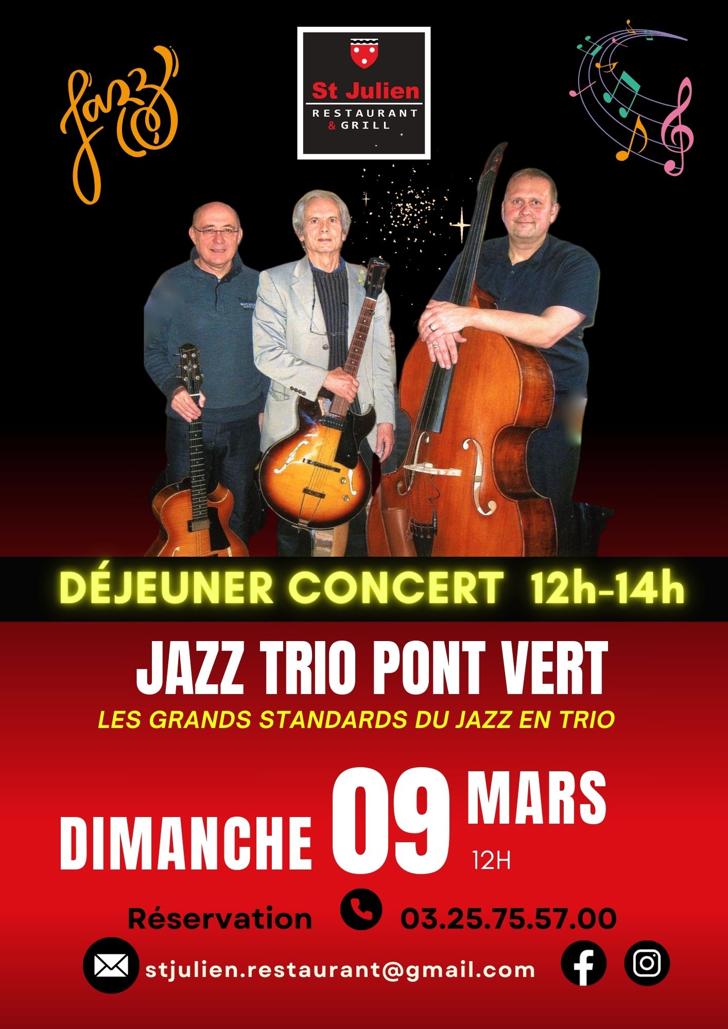 Déjeuner concert avec le Jazz Trio Pont Vert