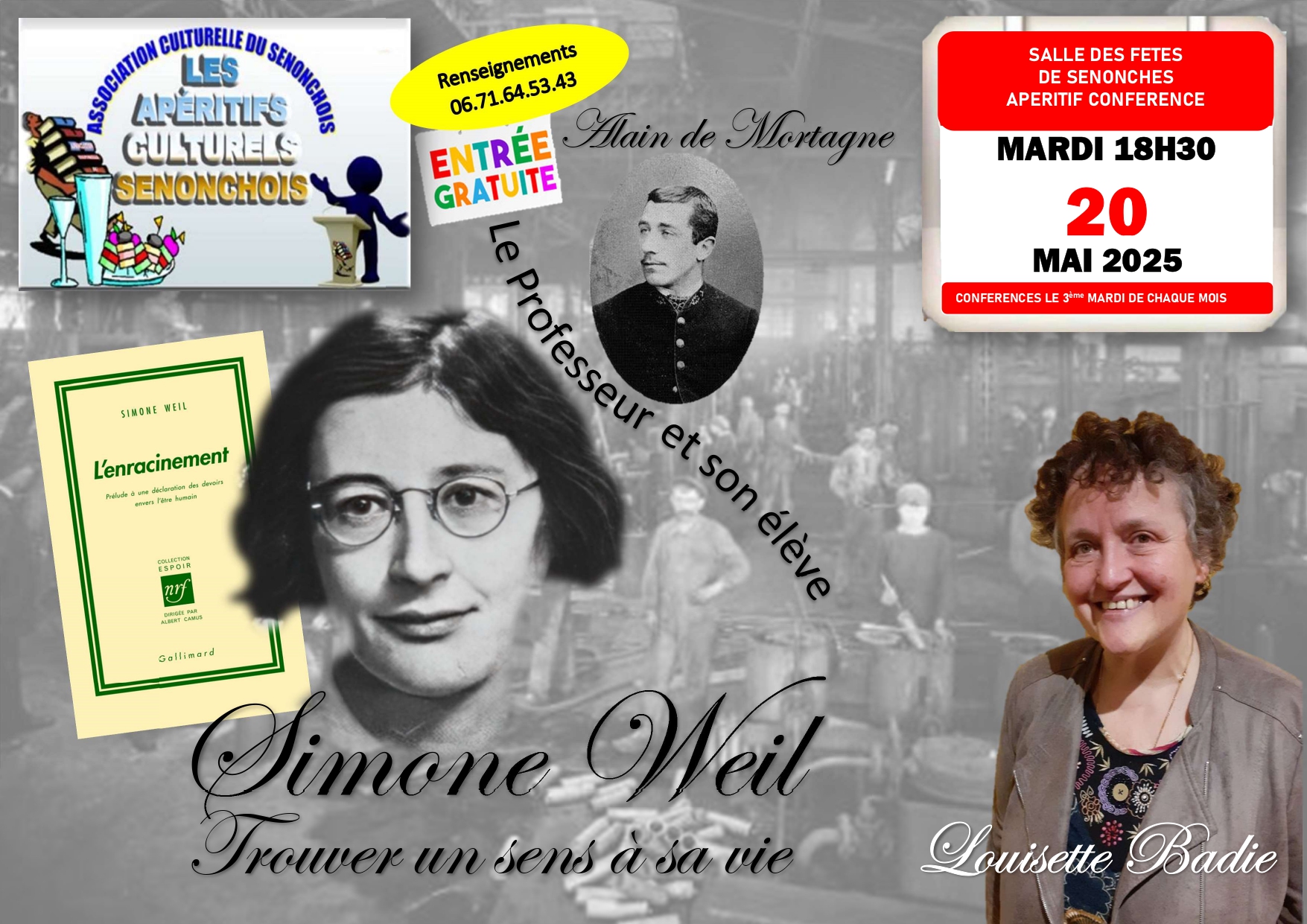 Apéritif-conférence. "Simone Weil" trouver un sens à sa vie.