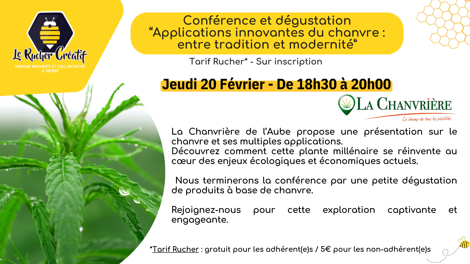 Conférence et dégustation "Applications innovantes du chanvre entre tradition et modernité"