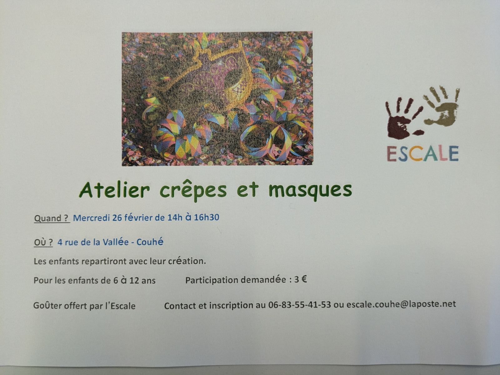 Atelier crêpes et masques