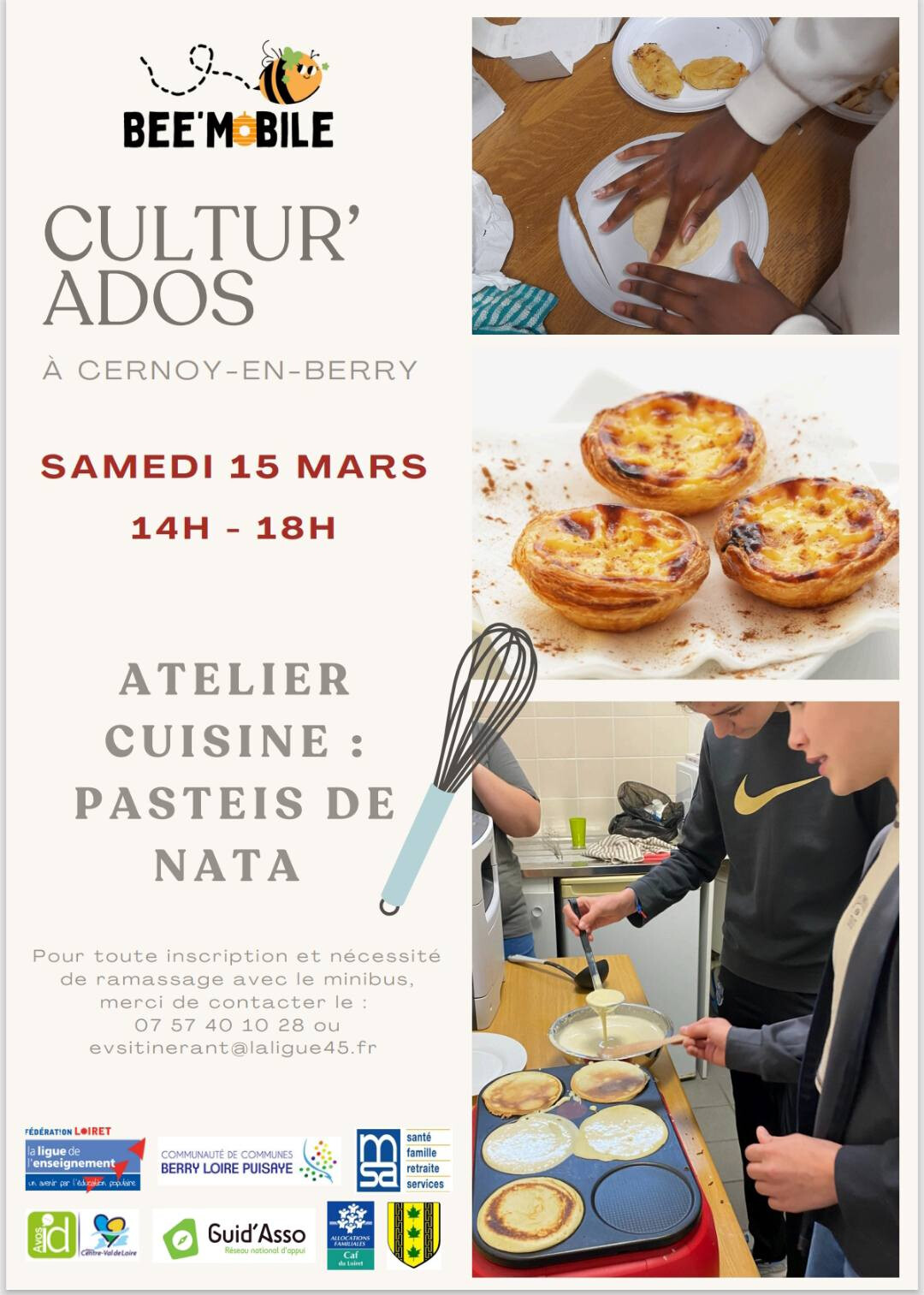 "Cultur'ados" Atelier cuisine spécial Portugal pasteis de nata