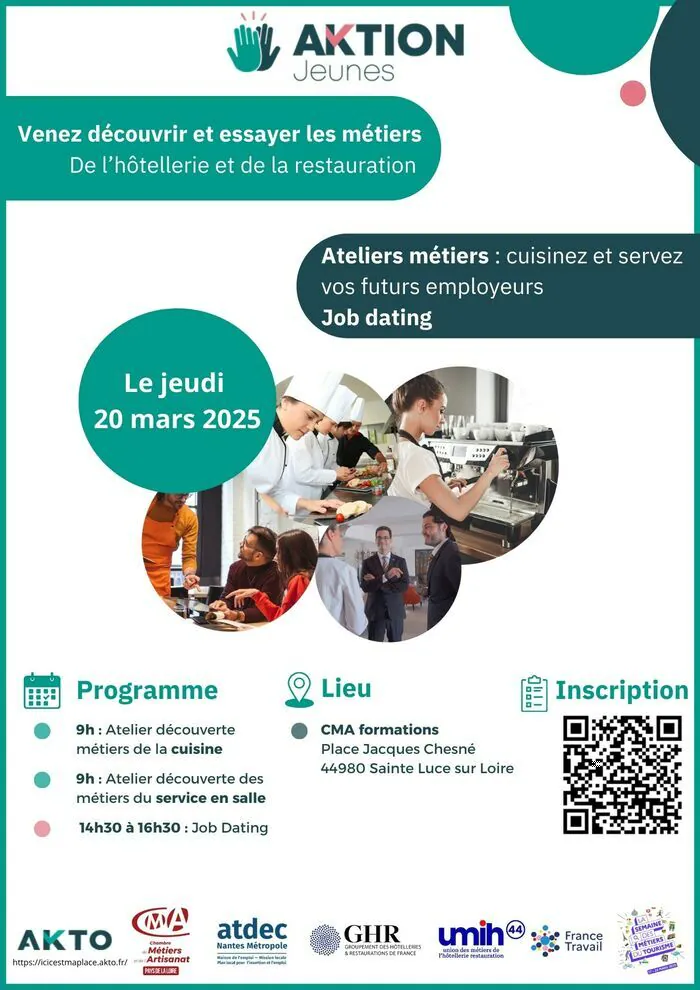 Atelier découverte métiers Hôtellerie Restauration et job dating CMA Formation Sainte-Luce-sur-Loire