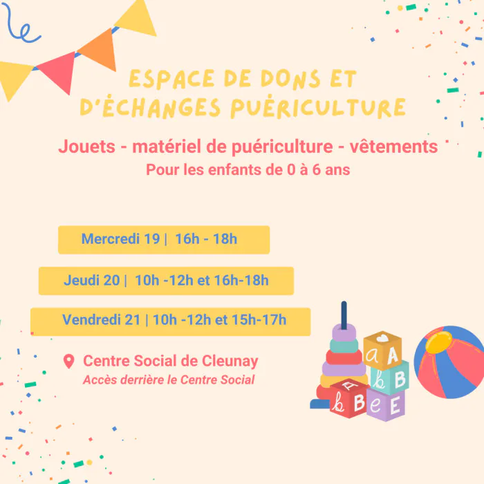 Espace de dons et d’échanges puériculture Centre Social Cleunay Rennes