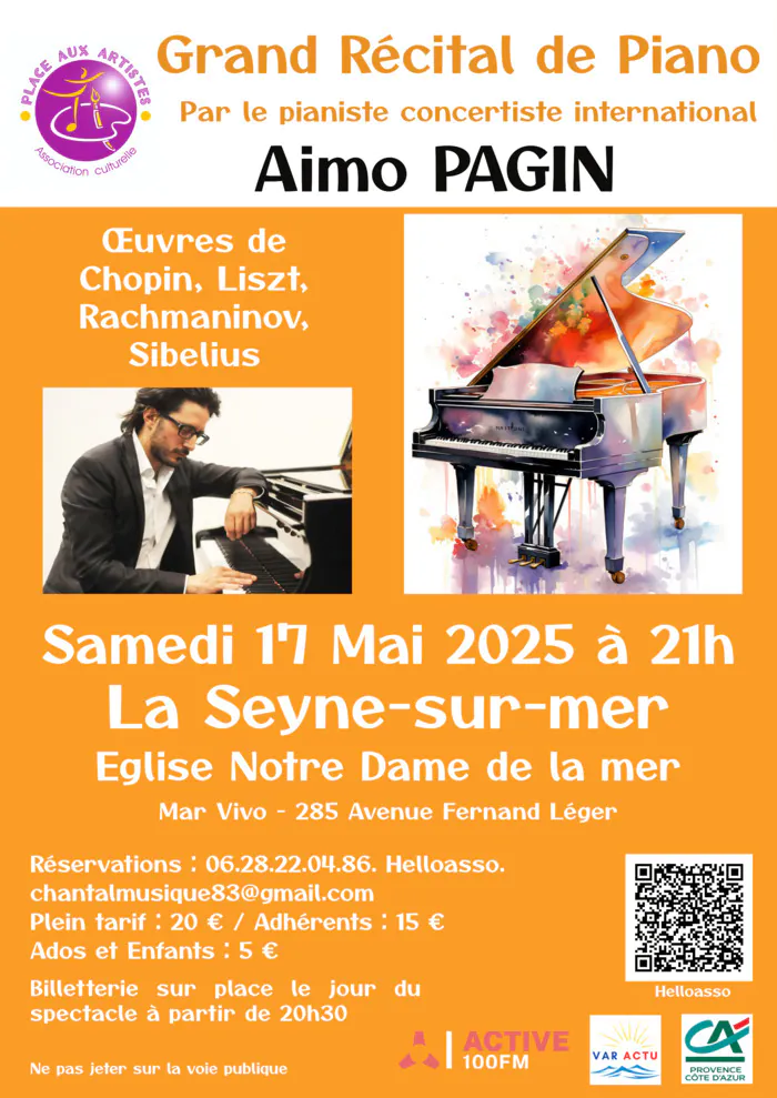 Grand récital de piano avec Aimo Pagin Eglise NOTRE DAME DE LA MER La Seyne-sur-Mer