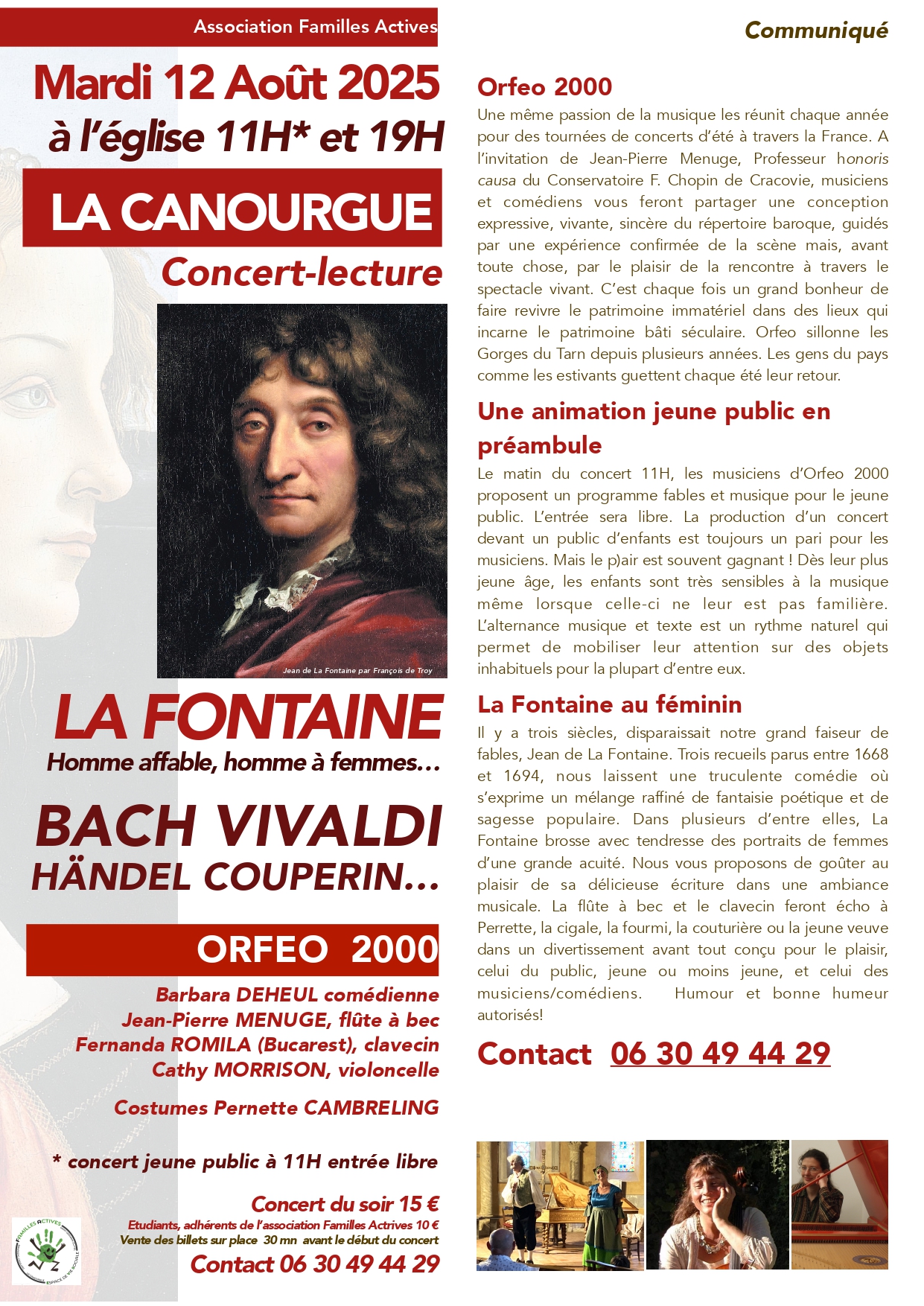 CONCERT LECTURE JEUNE PUBLIC LA FONTAINE