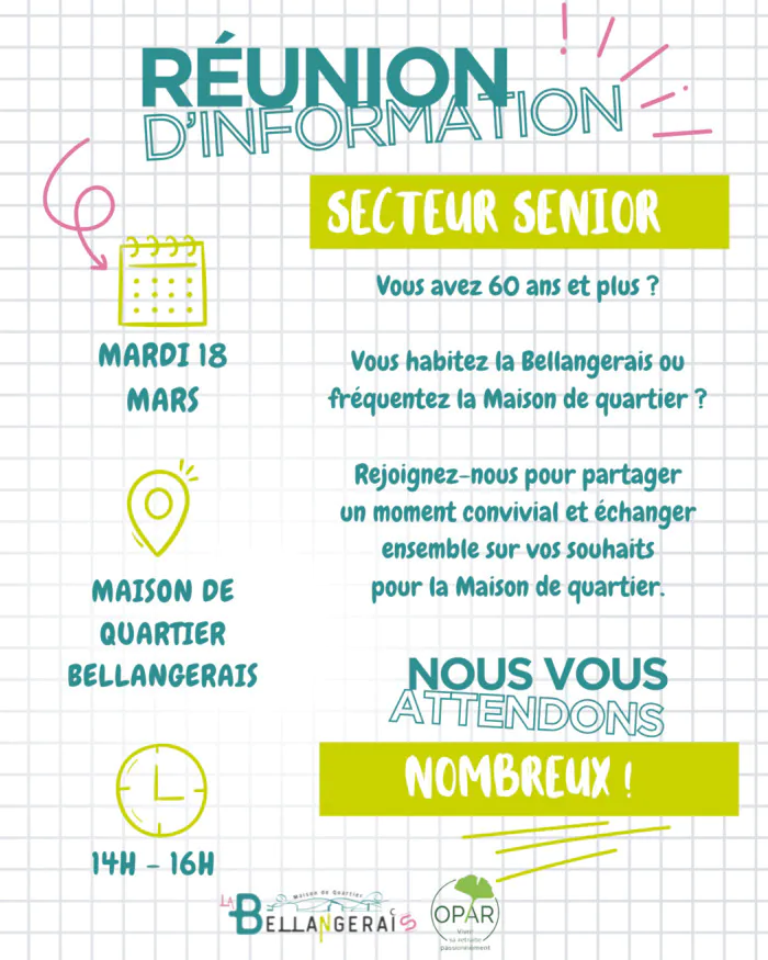 Réunion d’information SECTEUR SENIOR Maison de quartier La Bellangerais Rennes