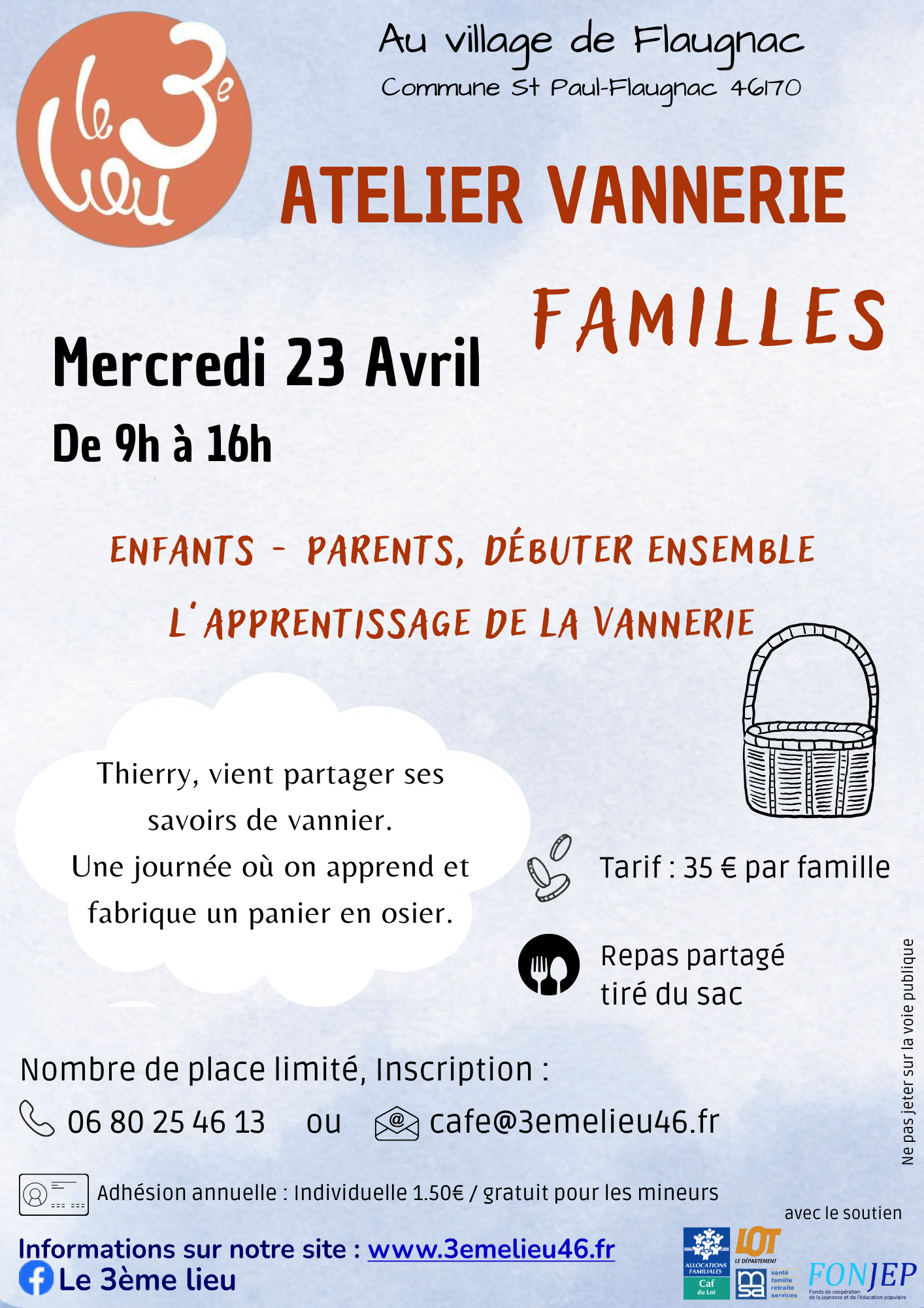 Atelier vannerie pour les familles au 3ème lieu