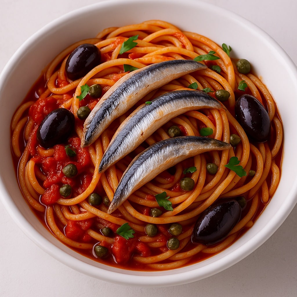 spaghetti alla puttanescal recette italienne