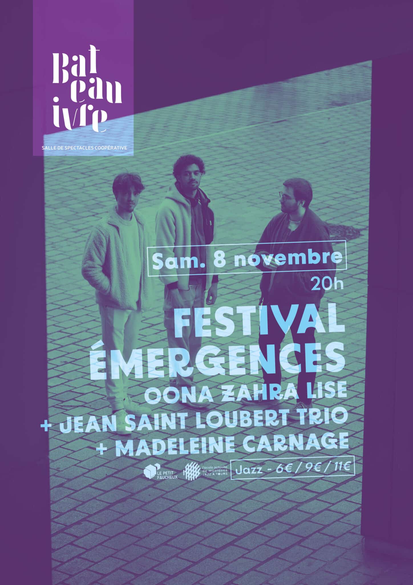 FESTIVAL ÉMERGENCES Soirée TRéma Oohna Zahra Lise + Madeleine Carnage + Jean Saint Loubert Trio