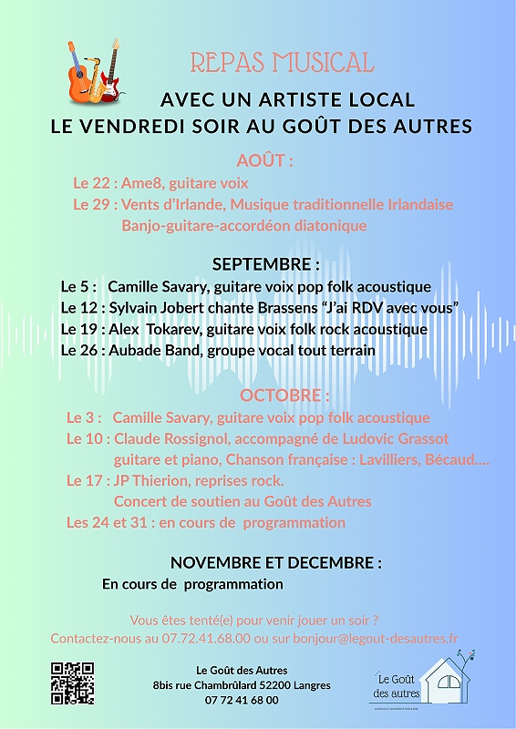 AU GOÛT DES AUTRES REPAS MUSICAL CAMILLE SAVARY