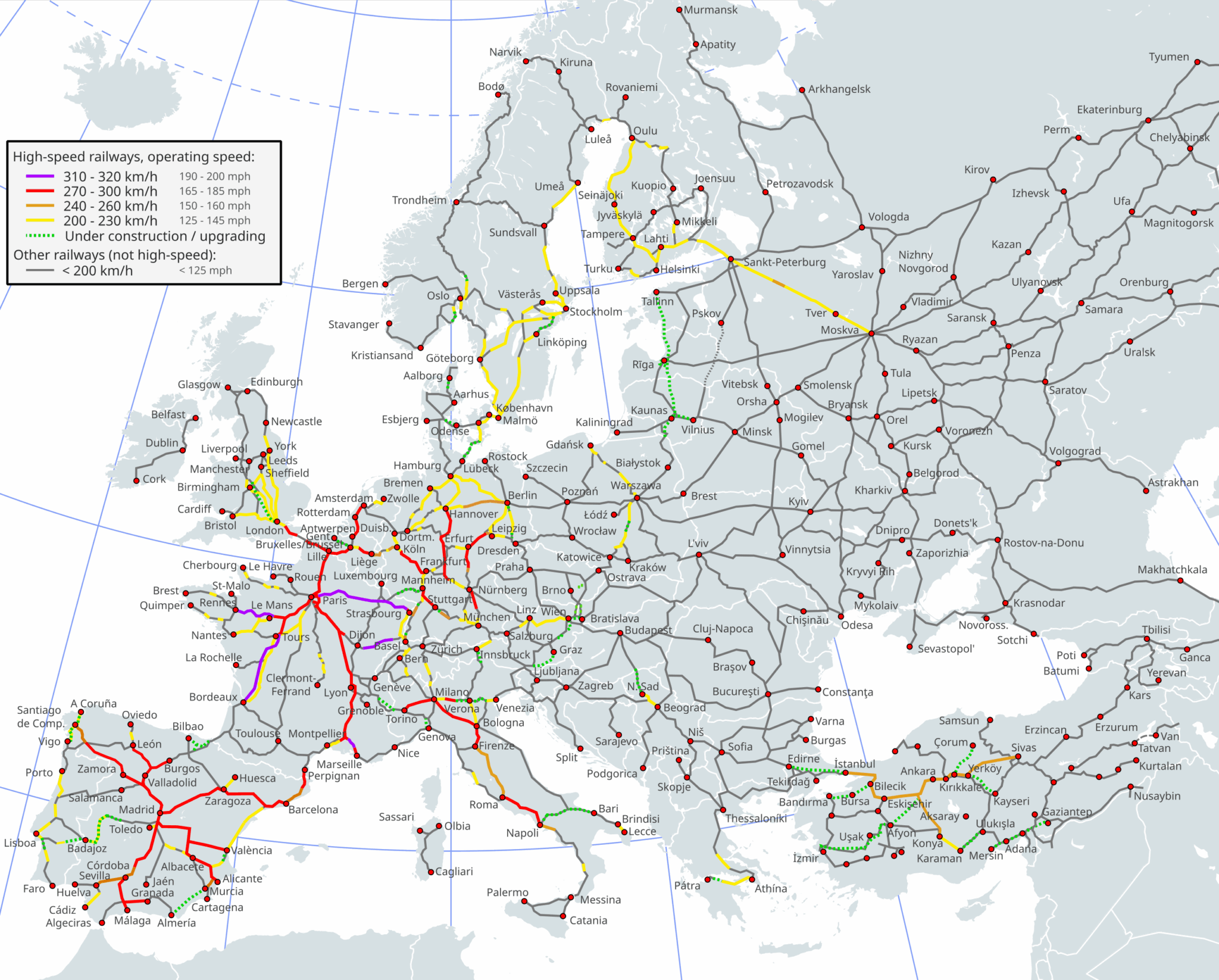 carte train europe