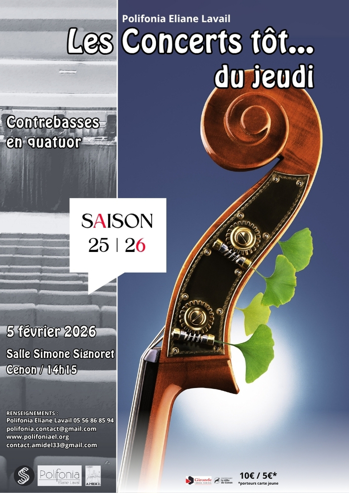 Concert tôt... Contrebasses en quatuor Salle Simone Signoret Cenon