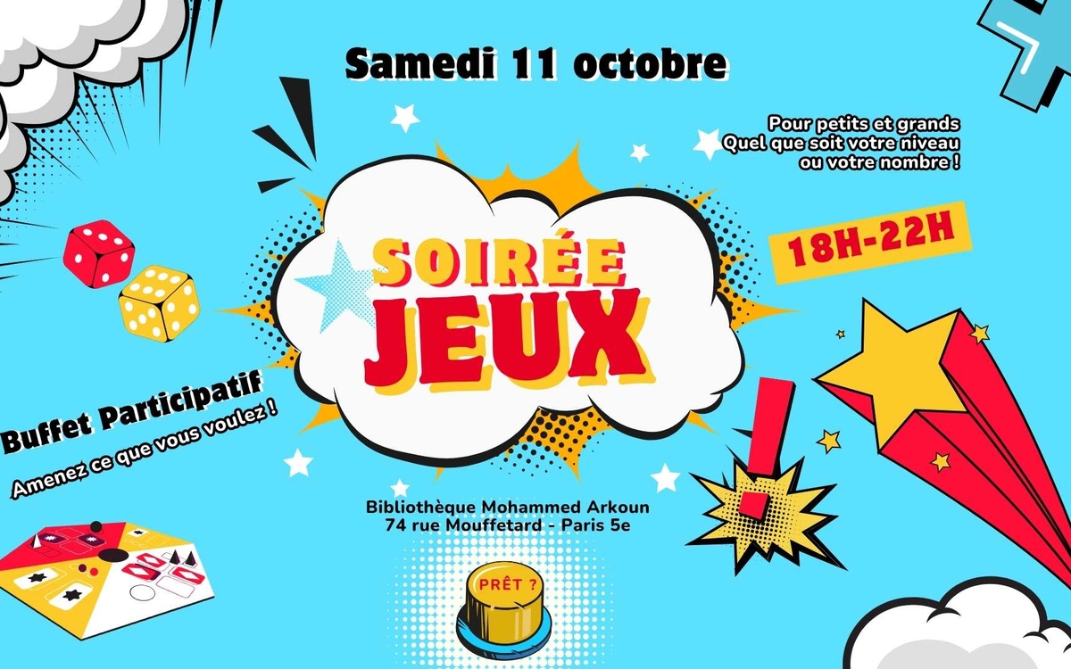 Soirée jeux de société Bibliothèque Mohammed Arkoun Paris
