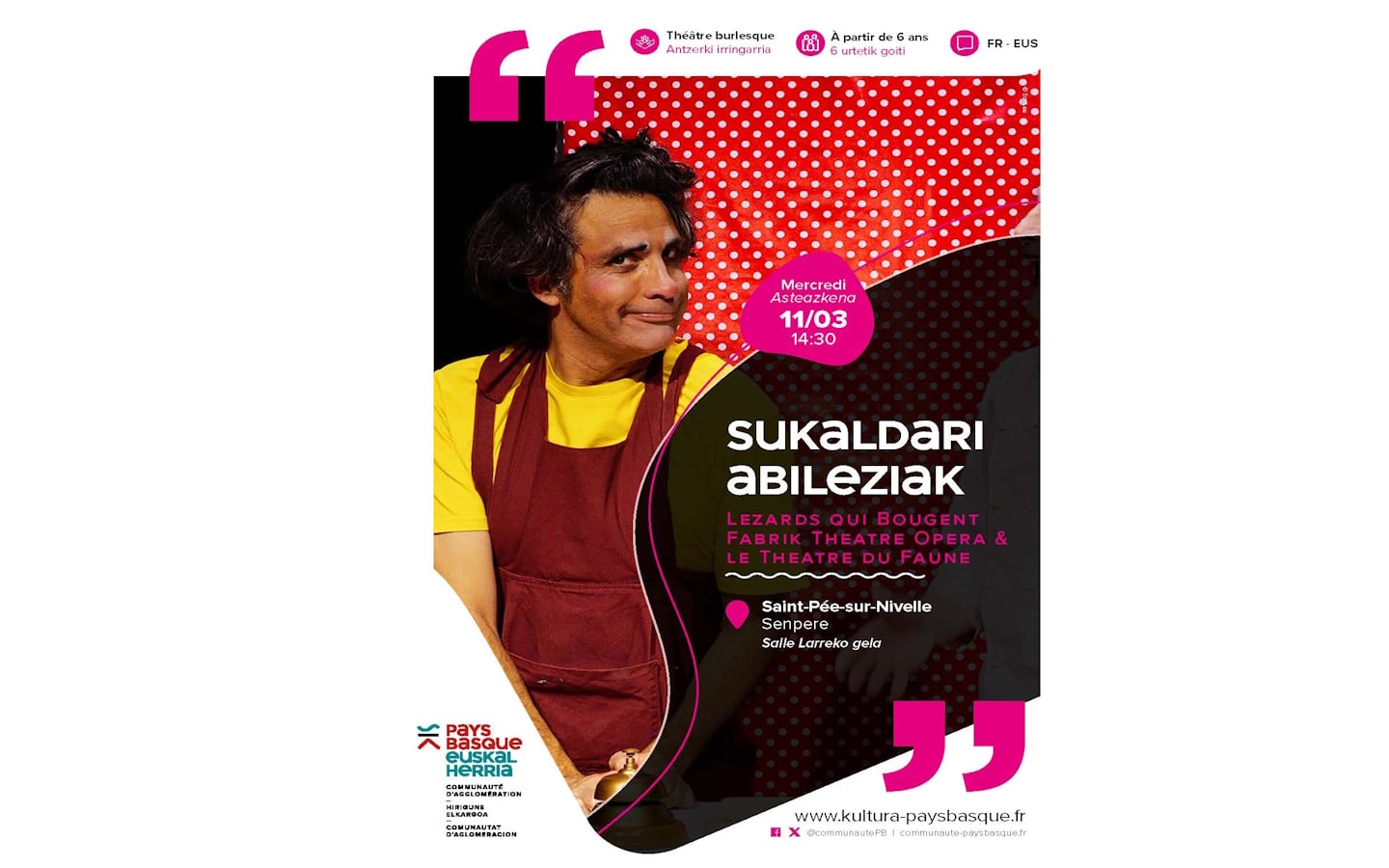 Théâtre Sukaldari abileziak avec la compagnie Lézards qui bougent Fabrik Théâtre Opéra et Le Théâtre du Faune