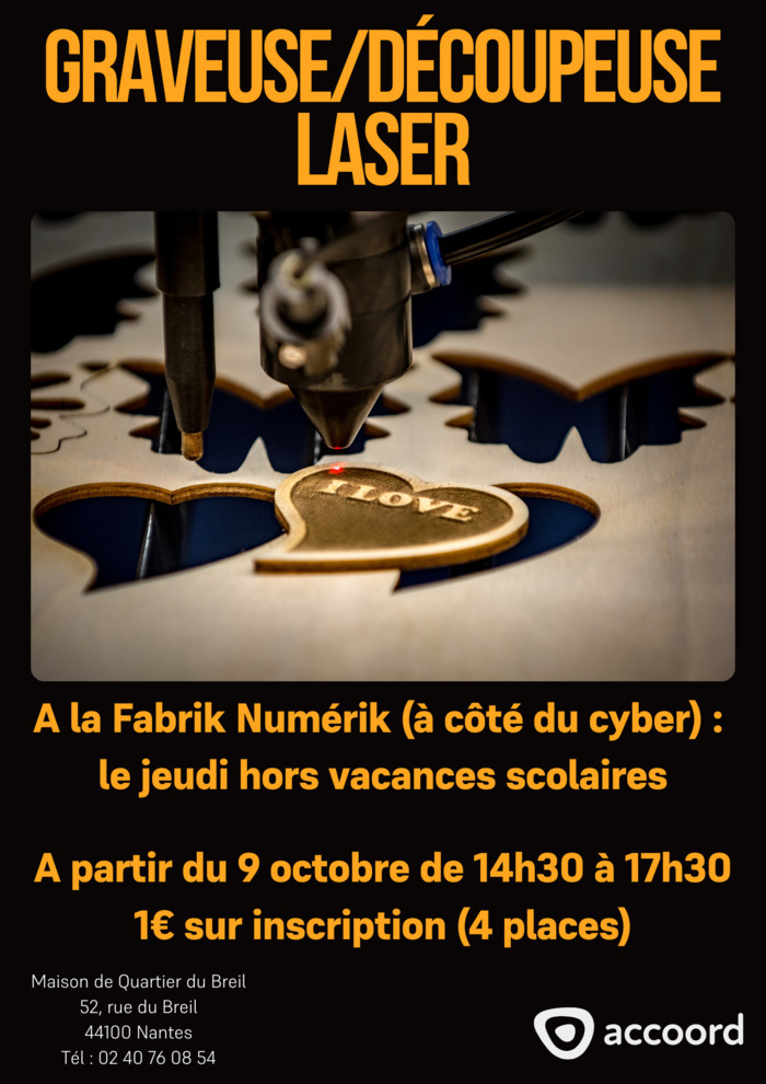 Graveuse / découpeuse laser Maison de quartier du Breil