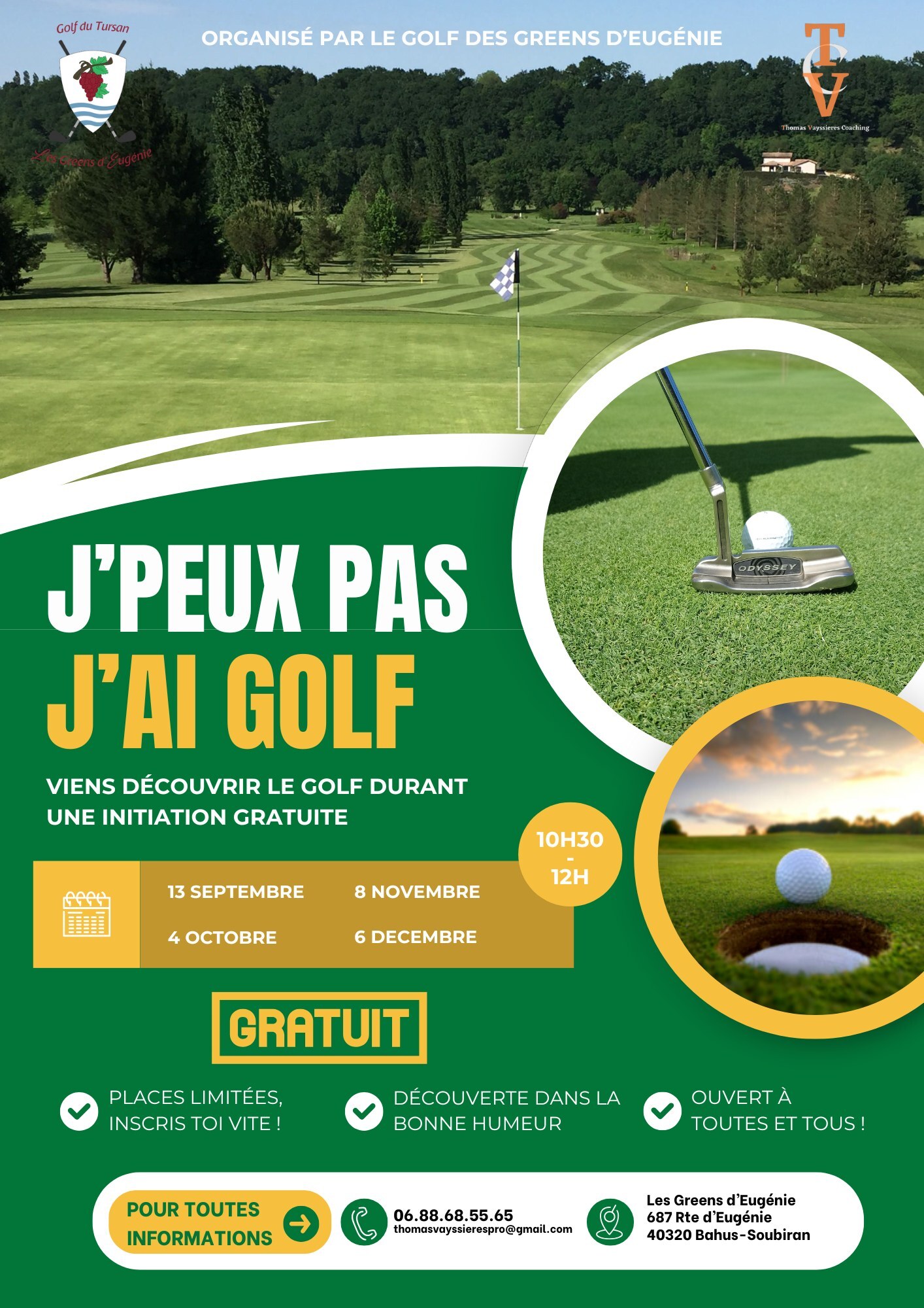 Initiation golf aux Greens d'Eugénie