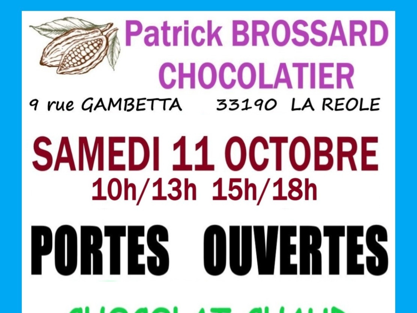 Jounée portes ouvertes de la chocolaterie Brossard