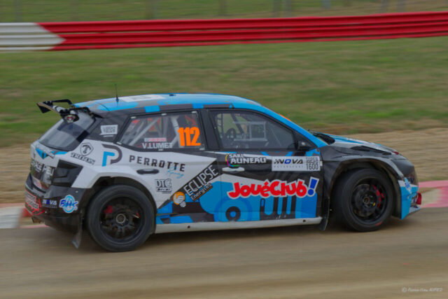 Valentin LUMET 3eme en catégorie SUPER 1600 sur la SKODA Fabia S1600 numéro 112 au Rallycross de Lohéac le 31 Aout 2025