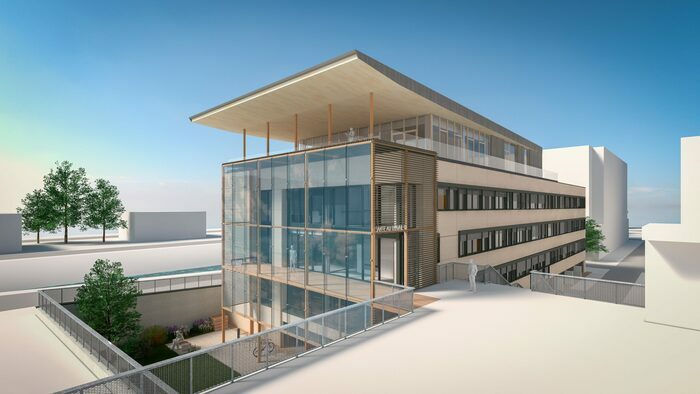 Midi-Visite : Une architecture respectueuse et responsable pour le siège de Santé au travail 100 quai d'Alger à l'intersection du Quai d’Alger et du pont de Riedisheim Mulhouse