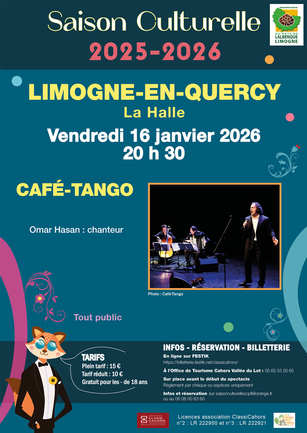 Saison culturelle Lalbenque-Limogne Concert Café-Tango